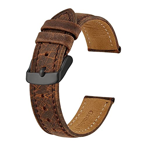 Anbeer 14mm -24mm Uhrenband, Retro Echtes Leder Armband, Vintage Ersatzarmband for Männer Frauen, polierte Schnalle (Color : Smokey Mauve, Size : 24mm) von MDATT