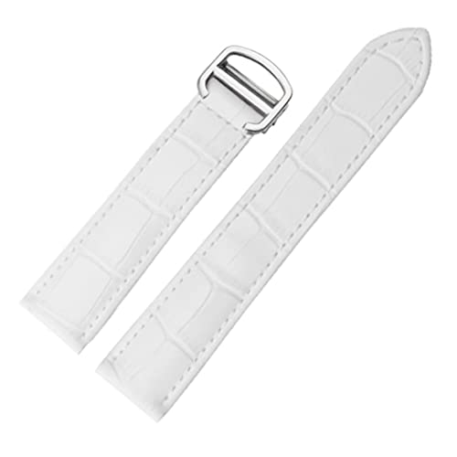 Armband echtes Leder Watch Strap 18/20 / 22mm Armband Compatible With Männer/Frau ersetzen Uhrenarmbande Compatible With Cartier Tank Solo (Color : White Silver, Size : 22mm) von MDATT