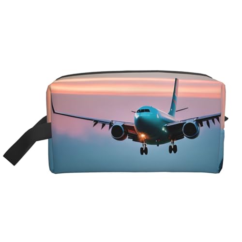 Aufbewahrungstasche für Flugzeug im Abendlicht, kleine Make-up-Tasche für Geldbörse, Reise-Make-up-Tasche, Mini-Kosmetiktasche für Herren, Flugzeug im Abendlicht, Einheitsgröße von MDATT