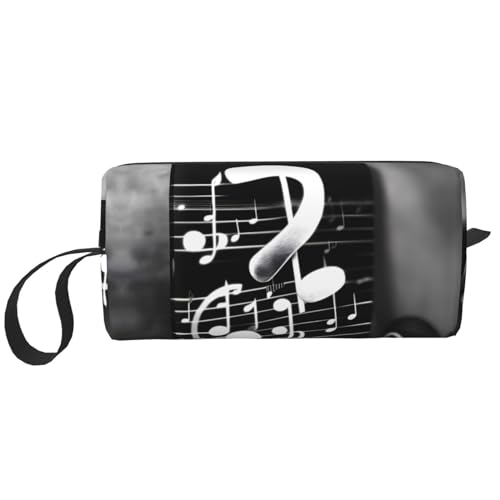 Aufbewahrungstasche für Musiknoten, kleine Make-up-Tasche für Geldbörse, Reise-Make-up-Tasche, Mini-Kosmetiktasche für Herren, Schwarz / Weiß, Schwarz-weiße Musiknote, Einheitsgröße von MDATT