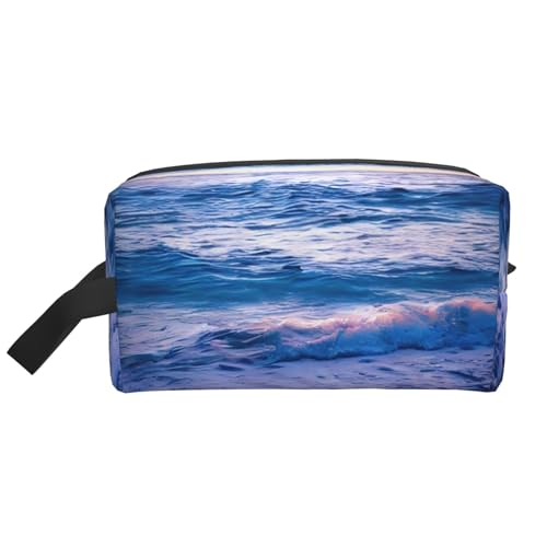 Aufbewahrungstasche für Strand, Sonnenuntergang, Ozeanwellen, kleine Make-up-Tasche für Geldbörse, Reise-Make-up-Tasche, Mini-Kosmetiktasche für Herren, Strand Sonnenuntergang Ozean Wellen, von MDATT