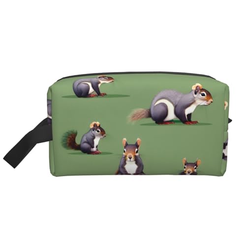 Aufbewahrungstasche mit Eichhörnchen, kleine Make-up-Tasche für Geldbörse, Reise-Make-up-Tasche, Mini-Kosmetiktasche für Herren, Rotes Eichhörnchen, Einheitsgröße von MDATT