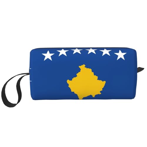 Aufbewahrungstasche mit Flagge des Kosovo, kleine Make-up-Tasche für Geldbörse, Reise-Make-up-Tasche, Mini-Kosmetiktasche für Herren, Flagge des Kosovo, Einheitsgröße von MDATT
