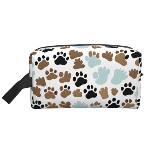 Aufbewahrungstasche mit Hundeknochen und Pfotenabdrücken, kleine Make-up-Tasche für Geldbörse, Reise-Make-up-Tasche, Mini-Kosmetiktasche für Herren, Hundeknochen Pfotenabdrücke, Einheitsgröße von MDATT