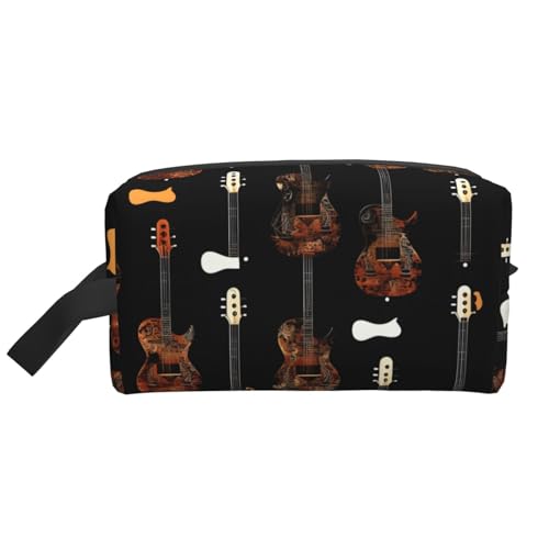 Aufbewahrungstasche mit Kunst-Gitarren-Muster, kleine Make-up-Tasche für Geldbörse, Reise-Make-up-Tasche, Mini-Kosmetiktasche für Herren, Kunstdruck mit Gitarrenmuster, Einheitsgröße von MDATT