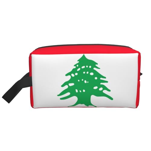 Aufbewahrungstasche mit Libanon-Flagge, kleine Make-up-Tasche für Geldbörse, Reise-Make-up-Tasche, Mini-Kosmetiktasche für Herren, Flagge des Libanon, Einheitsgröße von MDATT