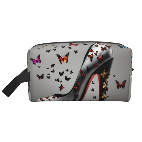 Aufbewahrungstasche mit Schmetterlingsmotiv, kleine Make-up-Tasche für Geldbörse, Reise-Make-up-Tasche, Mini-Kosmetiktasche für Herren, Schmetterling/Pump, Einheitsgröße von MDATT