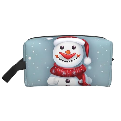 Aufbewahrungstasche mit Schneemann-Motiv, kleine Make-up-Tasche für Geldbörse, Reise-Make-up-Tasche, Mini-Kosmetiktasche für Herren, Frohe Weihnachten, schöner Schneemann, Einheitsgröße von MDATT