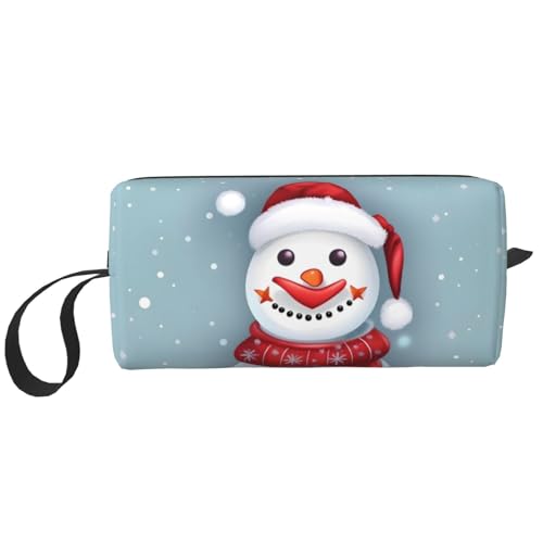 Aufbewahrungstasche mit Schneemann-Motiv, kleine Make-up-Tasche für Geldbörse, Reise-Make-up-Tasche, Mini-Kosmetiktasche für Herren, Frohe Weihnachten, schöner Schneemann, Einheitsgröße von MDATT