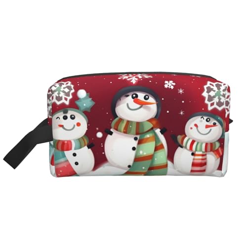 Aufbewahrungstasche mit Schneemann-Motiv, kleine Make-up-Tasche für Geldbörse, Reise-Make-up-Tasche, Mini-Kosmetiktasche für Herren, Niedlicher Schneemann mit Aufschrift "Merry Christmas", von MDATT