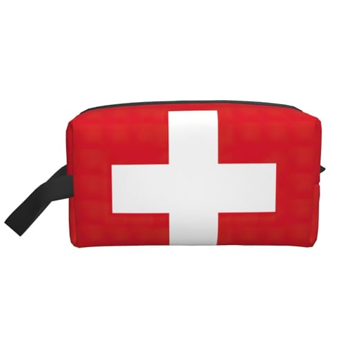 Aufbewahrungstasche mit Schweizer Flagge, kleine Make-up-Tasche für Geldbörse, Reise-Make-up-Tasche, Mini-Kosmetiktasche für Herren, Schweizer Flagge, Einheitsgröße von MDATT