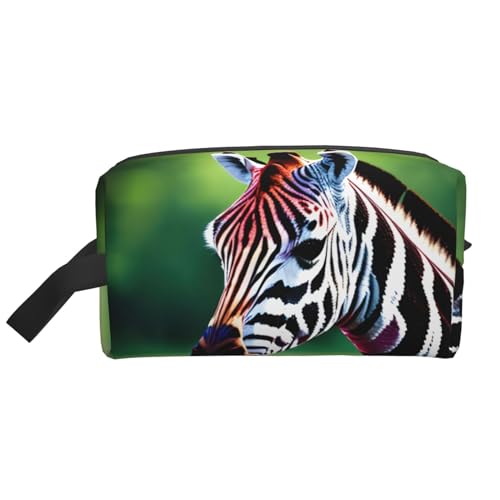 Aufbewahrungstasche mit Zebra- und Giraffenmotiv, kleine Make-up-Tasche für Geldbörse, Reise-Make-up-Tasche, Mini-Kosmetiktasche für Herren, Zebra und Giraffe, Einheitsgröße von MDATT