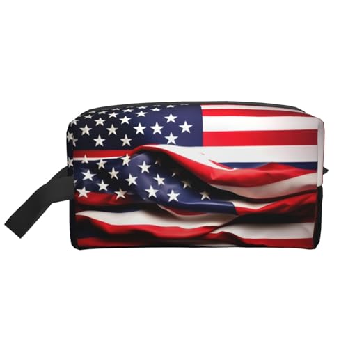 Aufbewahrungstasche mit amerikanischer Flagge, kleine Make-up-Tasche für Geldbörse, Reise-Make-up-Tasche, Mini-Kosmetiktasche für Herren, US-Flagge, Einheitsgröße von MDATT