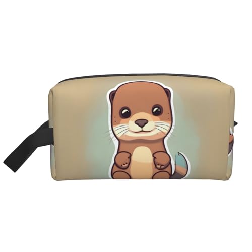 Aufbewahrungstasche mit niedlichem Ottermotiv, kleine Make-up-Tasche für Geldbörse, Reise-Make-up-Tasche, Mini-Kosmetiktasche für Herren, Niedlicher Cartoon-Otter, Einheitsgröße von MDATT