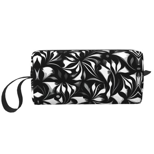 Aufbewahrungstasche mit schwarz-weißen Mustern, kleine Make-up-Tasche für Geldbörse, Reise-Make-up-Tasche, Mini-Kosmetiktasche für Herren, Schwarz-Weiß-Muster, Einheitsgröße von MDATT