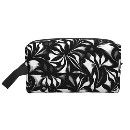 Aufbewahrungstasche mit schwarz-weißen Mustern, kleine Make-up-Tasche für Geldbörse, Reise-Make-up-Tasche, Mini-Kosmetiktasche für Herren, Schwarz-Weiß-Muster, Einheitsgröße von MDATT