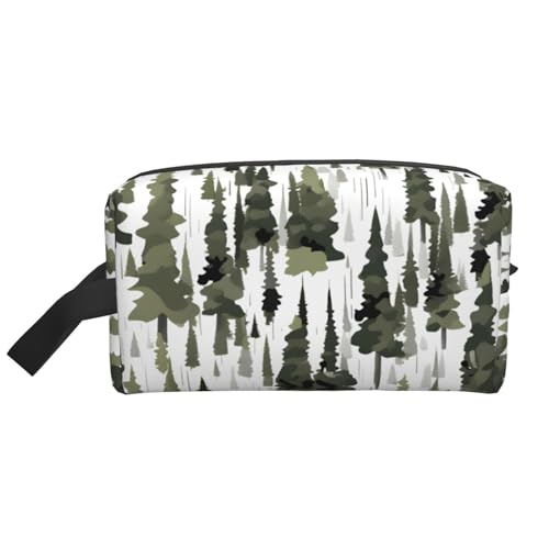 Aufbewahrungstasche mit weißen Bäumen, Camouflage-Muster, kleine Make-up-Tasche für Geldbörse, Reise-Make-up-Tasche, Mini-Kosmetiktasche für Herren, Camouflage-Muster mit weißen Bäumen, Einheitsgröße von MDATT