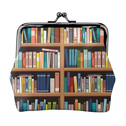 Bibliotheks-Bücherregal Druck Kleine Münzbörse Leichte Reisebrieftasche für Sightseeing-Touren und Einkaufsbummel, Schwarz , Einheitsgröße, Münztasche von MDATT