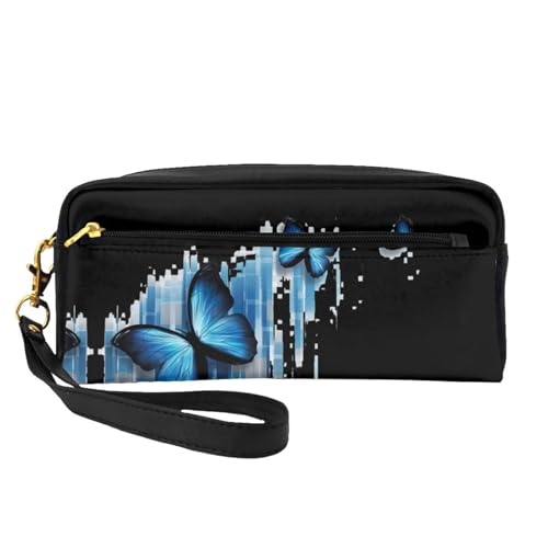 Blue Buteerfly Damen-Kosmetiktasche mit zwei Taschen für den täglichen Gebrauch von Beauty-Essentials Accessoires, Schwarz , Einheitsgröße, Kosmetiktasche von MDATT