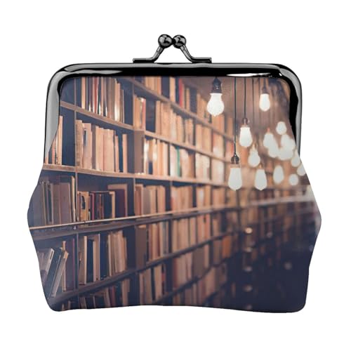 Bücherregal Bücher Druck Kleine Münzbörse Leichte Reisebrieftasche für Sightseeing-Touren und Einkaufsbummel, Schwarz , Einheitsgröße, Münztasche von MDATT