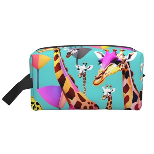 Bunte Giraffen-Fans für Liebhaber, kleine Make-up-Tasche für Geldbörse, Reise-Make-up-Tasche, Mini-Kosmetiktasche für Herren, Bunte Giraffen-Fans, Liebhaber, Einheitsgröße von MDATT