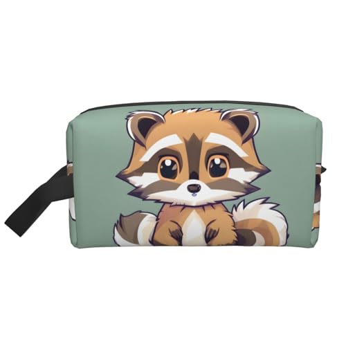 Cartoon-Aufbewahrungstasche mit niedlichem Waschbär-Design, kleine Make-up-Tasche für Geldbörse, Reise-Make-up-Tasche, Mini-Kosmetiktasche für Herren, Niedlicher Waschbär, Einheitsgröße von MDATT