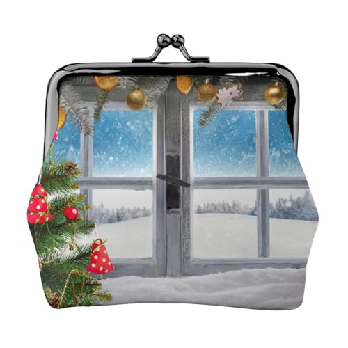 Christmas Tree 1 Printing Small Coin Purse Lightweight Travel Wallet for Sightseeing Tours and Shopping Sprees, Schwarz , Einheitsgröße, Münztasche von MDATT