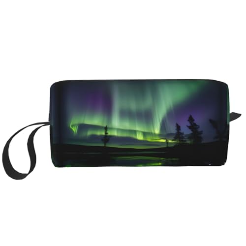 Dark Northern Lights Aufbewahrungstasche, kleine Make-up-Tasche für Geldbörse, Reise-Make-up-Tasche, Mini-Kosmetiktasche für Herren, Dunkle Nordlichter, Einheitsgröße von MDATT