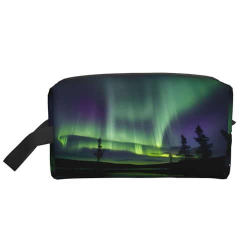 Dark Northern Lights Aufbewahrungstasche, kleine Make-up-Tasche für Geldbörse, Reise-Make-up-Tasche, Mini-Kosmetiktasche für Herren, Dunkle Nordlichter, Einheitsgröße von MDATT