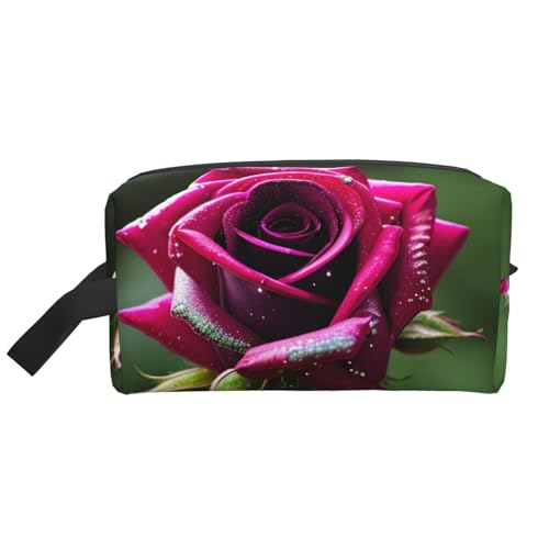 Dew Rose Kosmetiktasche für Damen, kleine Make-up-Tasche für Geldbörse, Make-up-Tasche, Reise-Make-up-Tasche mit Reißverschluss, Dew Rose1, Einheitsgröße von MDATT