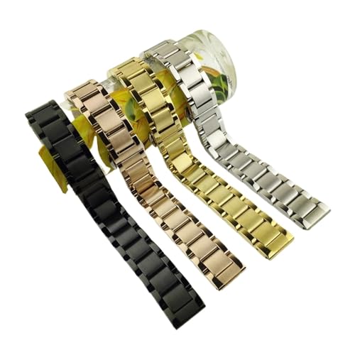 Edelstahl Armband Metall Armbanduhren Band 16mm 18mm 20mm 21mm 22mm 23mm 24mm Uhrenarmband Gold Silber schwarz (Color : Gold, Size : 22mm) von MDATT