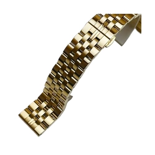 Edelstahl Uhrenarmband Armband 14mm 16mm 18mm 19mm 20mm 21mm Frauen Männer Massivmetall gebürstet Uhr Banduhr Zubehör (Color : Gold, Size : 18mm) von MDATT