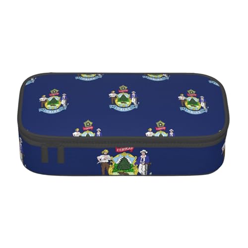 Federmäppchen mit Maine State Flagge, Federmäppchen mit mehreren Schlitzen, niedliches tragbares Stifteetui, Stifteetui für Schule und Büro, Schwarz , Einheitsgröße, Taschen-Organizer von MDATT