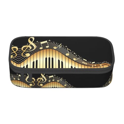 Federmäppchen mit Musiknoten, Federmäppchen mit mehreren Schlitzen, niedliches tragbares Stifteetui, Stifteetui für Schule, Büro, Schwarz , Einheitsgröße, Taschen-Organizer von MDATT