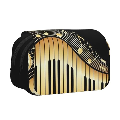 Federmäppchen mit Musiknoten-Druck für Erwachsene, langlebige Stift-Tragetasche, Schwarz , Einheitsgröße, Taschen-Organizer von MDATT