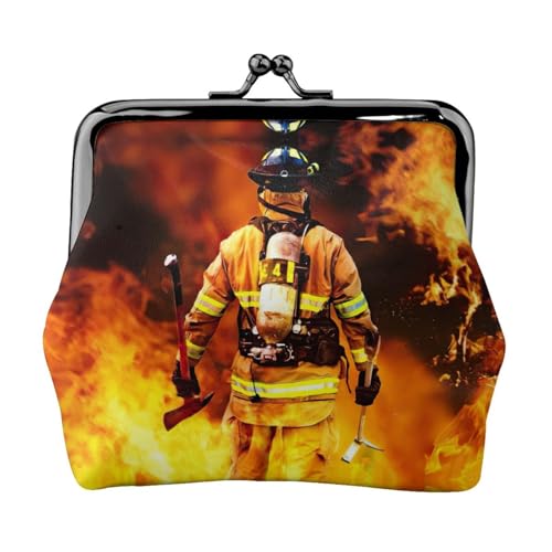 Feuerwehrmann Feuerwehrmann Flammendruck Kleine Münzgeldbörse Leichte Reisebrieftasche für Sightseeing-Touren und Einkaufsbummel, Schwarz , Einheitsgröße, Münztasche von MDATT