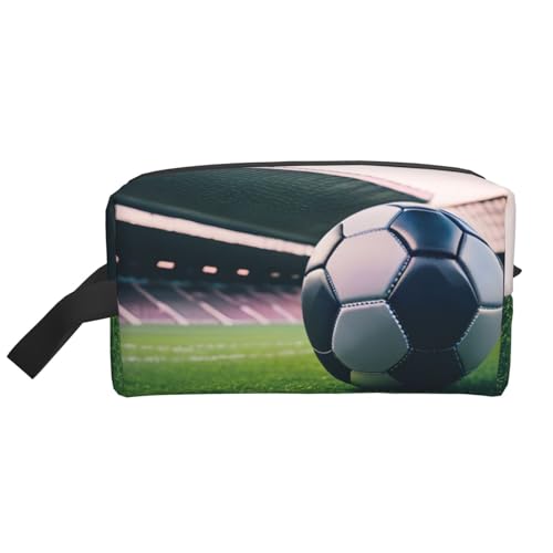 Fußball-Kosmetiktasche für Damen, kleine Make-up-Tasche für Geldbörse, Make-up-Tasche, Reise-Make-up-Tasche mit Reißverschluss, Fußballball, Einheitsgröße von MDATT