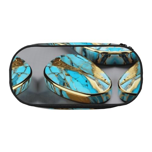 Großes Federmäppchen mit türkisfarbenem Marmor, weiches Federmäppchen mit Reißverschluss, tragbares Federmäppchen für Erwachsene, Schwarz , Einheitsgröße, Taschen-Organizer von MDATT