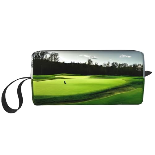 Grüne Golfplatz-Aufbewahrungstasche, kleine Make-up-Tasche für Geldbörse, Reise-Make-up-Tasche, Mini-Kosmetiktasche für Herren, Grüner Golfplatz, Einheitsgröße von MDATT