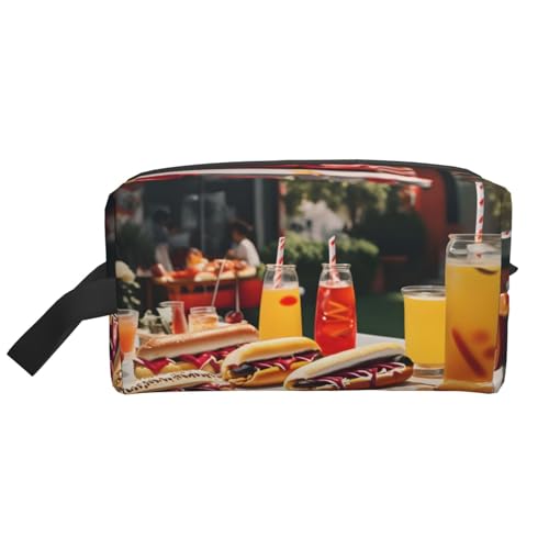 Hot Dogs und Limonade Kosmetiktasche für Damen, kleine Make-up-Tasche für Geldbörse, Make-up-Tasche, Reise-Make-up-Tasche mit Reißverschluss, Hot Dogs und Limonade, Einheitsgröße von MDATT