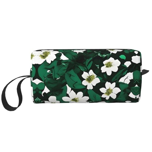 Hunter Green Floral Petals Pattern Storage Bag,Small Makeup Bag For Purse Travel Makeup Pouch Mini Cosmetic Bag For Man, Hunter Green Floral Petals Pattern, Einheitsgröße von MDATT