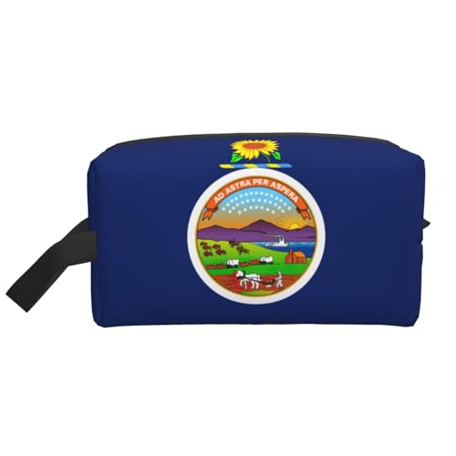 Kansas Aufbewahrungstasche mit Staatsflagge, kleine Make-up-Tasche für Geldbörse, Reise-Make-up-Tasche, Mini-Kosmetiktasche für Herren, Flagge des Bundesstaates Kansas, Einheitsgröße von MDATT