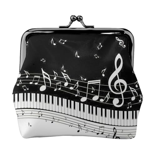 Klaviertasten mit Musiknoten, kleine Make-up-Tasche für Geldbörse, tragbare Mini-Kosmetiktaschen, für Fitnessstudio und den täglichen Gebrauch, Schwarz , Einheitsgröße, Münztasche von MDATT
