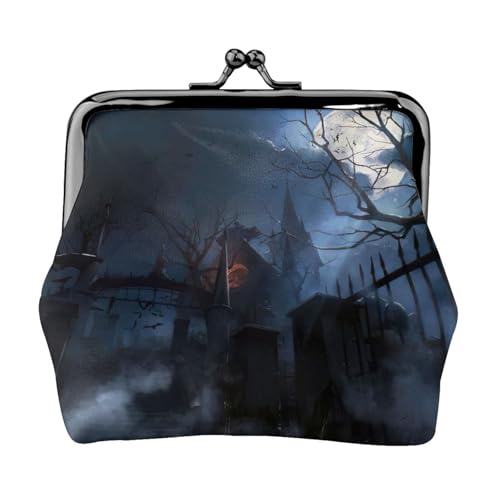 Kleine Geldbörse für Halloween, Neblige Nacht, leichte Reisebrieftasche für Sightseeing-Touren und Einkaufstouren, Schwarz , Einheitsgröße, Münztasche von MDATT