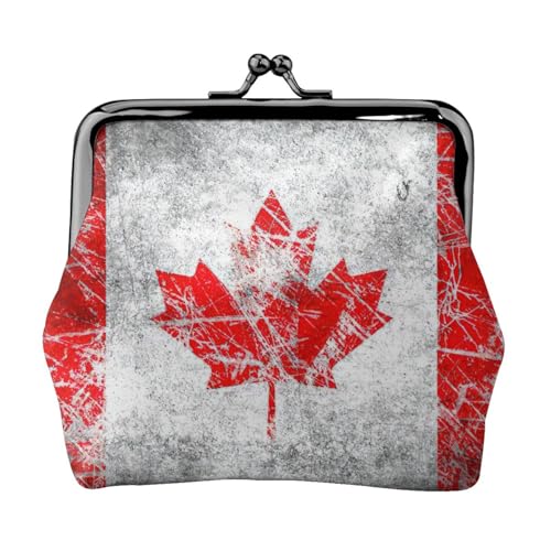 Kleine Geldbörse im Retro-Stil mit Kanada-Flagge, leichte Reisebrieftasche für Sightseeing-Touren und Einkaufstouren, Schwarz , Einheitsgröße, Münztasche von MDATT