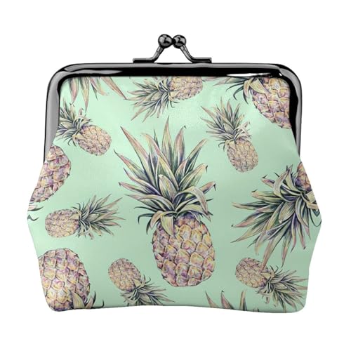 Kleine Geldbörse mit Ananas-Motiv, leichte Reisebrieftasche für Sightseeing-Touren und Einkaufsbummel, Schwarz , Einheitsgröße, Münztasche von MDATT