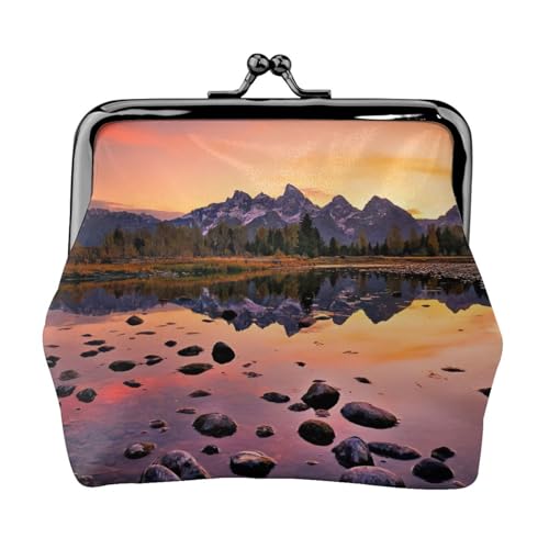 Kleine Geldbörse mit Bergblick bei Sonnenaufgang, leichte Reisebrieftasche für Sightseeing-Touren und Einkaufsbummel, Schwarz , Einheitsgröße, Münztasche von MDATT