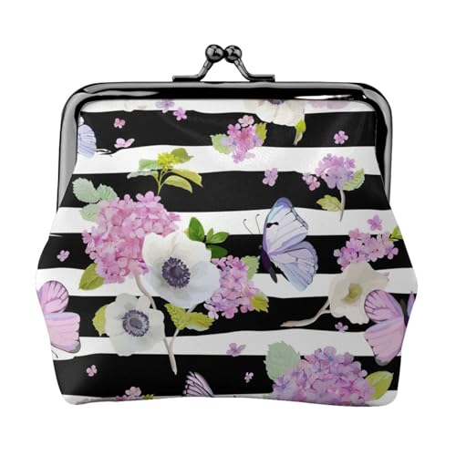 Kleine Geldbörse mit Blumen- und Schmetterlingsdruck, leichte Reisebrieftasche für Sightseeing-Touren und Einkaufsbummel, Schwarz , Einheitsgröße, Münztasche von MDATT