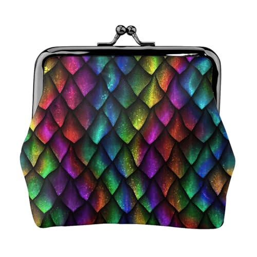 Kleine Geldbörse mit Drachen-Schuppen-Druck, leichte Reisebrieftasche für Sightseeing-Touren und Einkaufsbummel, Schwarz , Einheitsgröße, Münztasche von MDATT