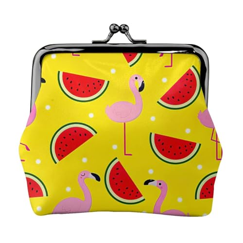 Kleine Geldbörse mit Flamingo- und Wassermelonen-Druck, leichte Reisebrieftasche für Sightseeing-Touren und Einkaufstouren, Schwarz , Einheitsgröße, Münztasche von MDATT